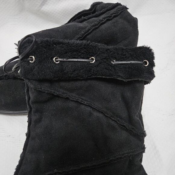 Vaneli Suede Ankle Boots Women's 6M Faux Fur Lined And Trim Heeled GUC - Picture 3 of 6